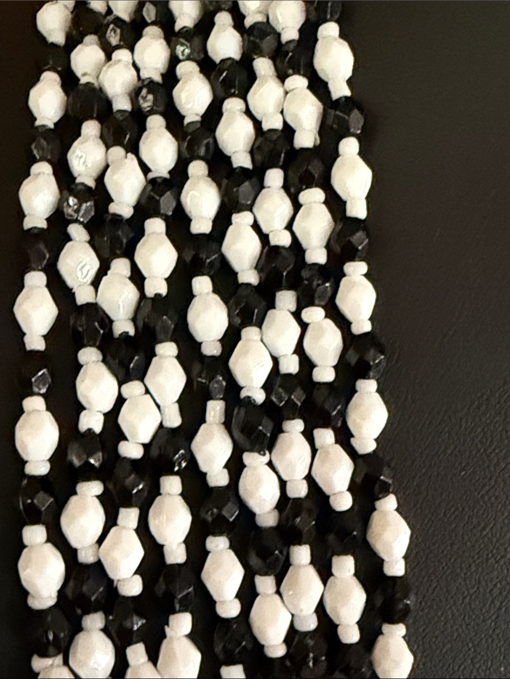 Vintage Black and White beaded 9 strand statement necklace - Picture 5 of 5
